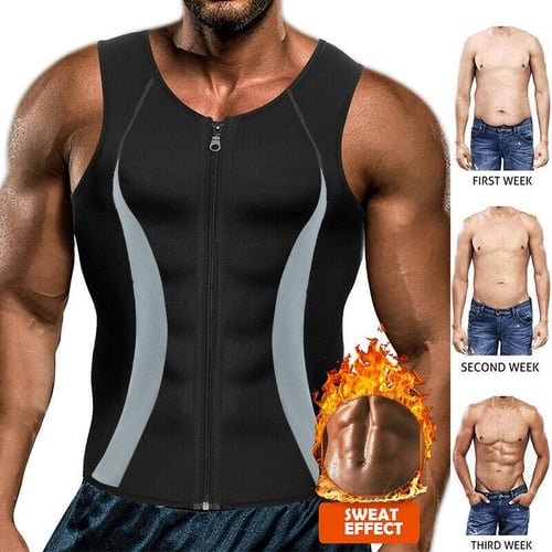 Men's Sweat Shaper Black Vest Body Shaper Slimming Gym Vest for
