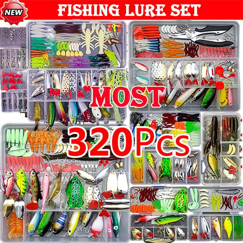 104pcs Fishing Lure Kit Set Includes Hard Crank Bait with Treble