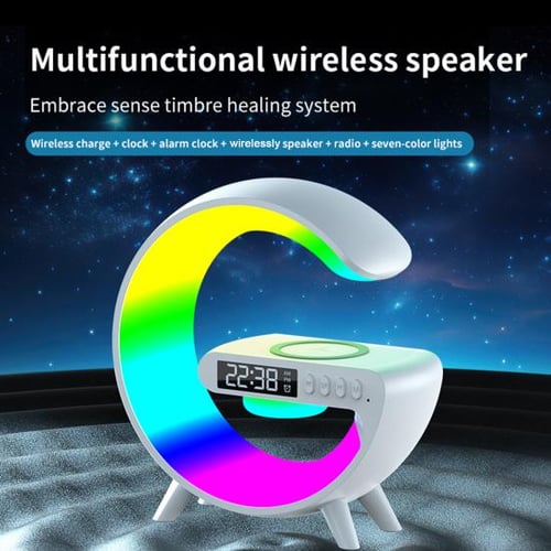 G Shape Multifunctional Google Speaker Wireless Charger Speaker 15 Watt  Fast Charging Speaker Atmosphere Lamp With
