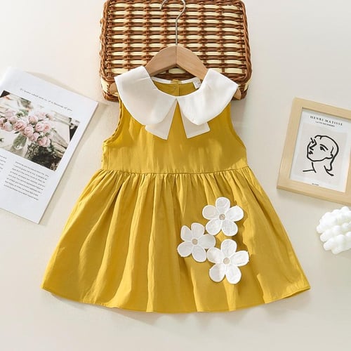 2-8Y Kids Clothing Summer Sleeveless Peter Pan Collar Children Flower Dress  Casual Princess Vest Cotton Dresses for Girl - buy 2-8Y Kids Clothing  Summer Sleeveless Peter Pan Collar Children Flower Dress Casual