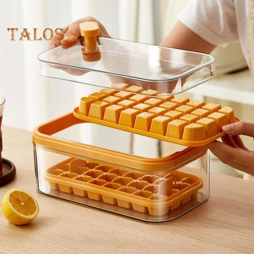 Ice Cube Tray for Freezer 64 Nuggets Ice Tray with Lid and Storage Bin  Stackable Easy Release Ice Container with Scoop