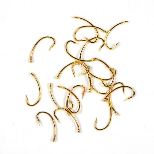 50pcs Gold Color Fly Tying Scud Nymph Hook Caddis Midge Shrimp Fly