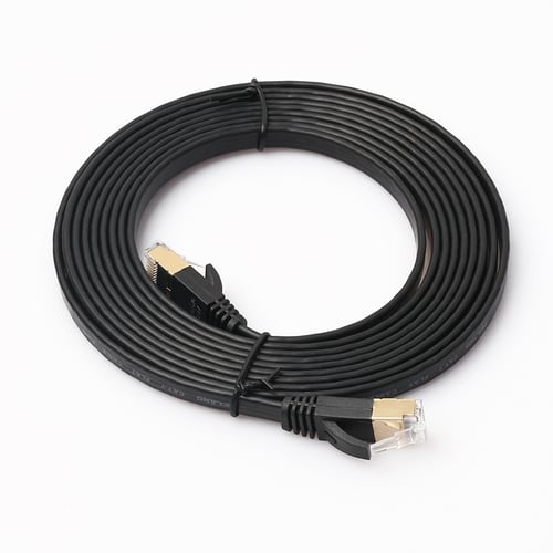 Color : Black Computer cables Black LAN cables Ethernet Cable&Connector 15m CAT7 10 Gigabit Ethernet Ultra Flat Patch Cable for Modem Router LAN Network Built with Shielded RJ45 Connectors 