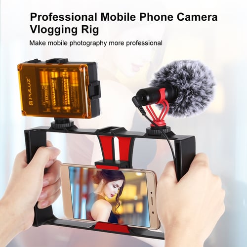 PULUZ Live Broadcast Smartphone Video Rig Filmmaking Recording Handle Stabilizer Bracket for iPhone HTC Red Galaxy Huawei and Other Smartphones LG Google Xiaomi
