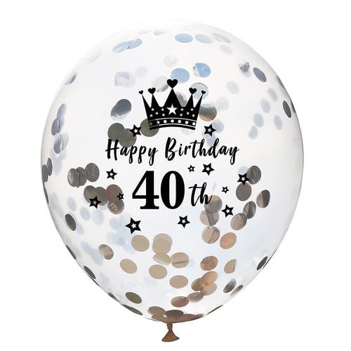 10pcs 12inch 30 40 50 Anniversary Transparent Crown Latex Confetti Balloon Decor 