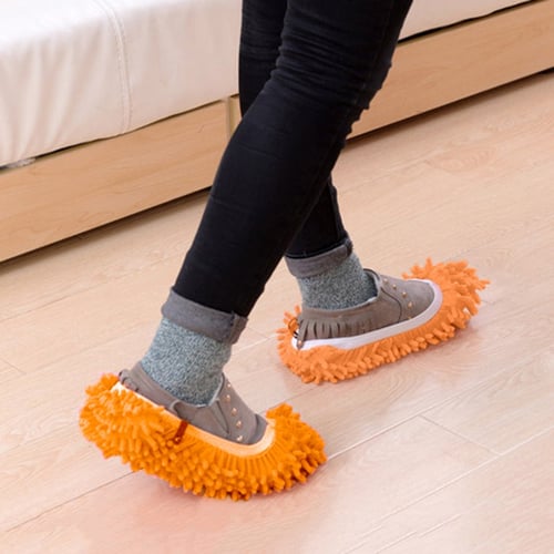 Chenille Micro Fiber Slipper Shoe Cover Slippers Mop Floor Dust Cleaning Tools 