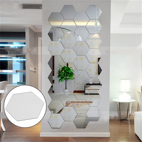 Hexagonal 3d Mirrors Wall Stickers Home, How To Apply Mirror Wall Stickers