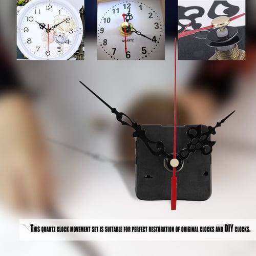 Pro DIY Silent Clock Quartz Movement Mechanism Black Hands Replacement Part Set 