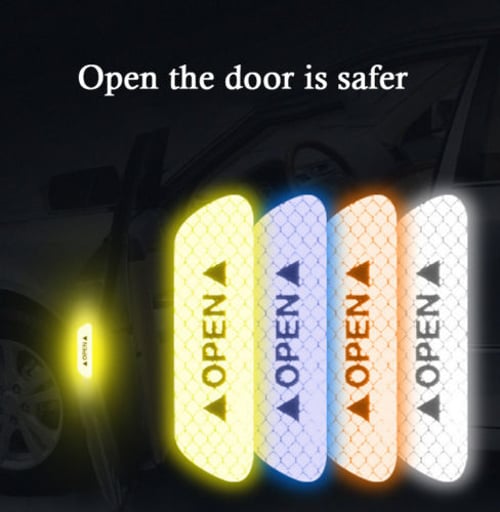 4Pcs car door open sticker reflective tape safety warning decal ZJP 