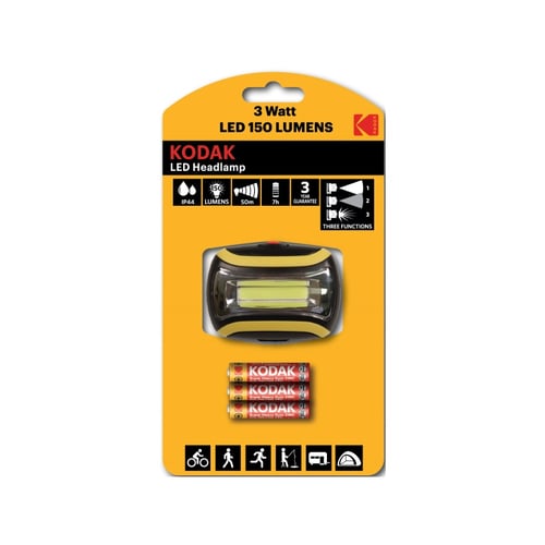 Kodak Led Headlamp 3W 150 Lumens + Three Free AAA Batteries buy Kodak