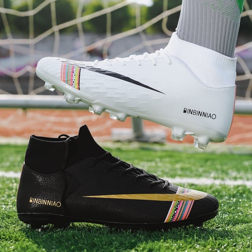 Men's Kids Soccer Cleats Shoes Outdoor High Top Football Boots Training Sneakers 