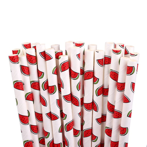 Strawberry Straws Fruit Themed Party Straws Fruit Straws 25 Fruit Drink Straws Paper Drinking Straws Party Supplies Party Decorations
