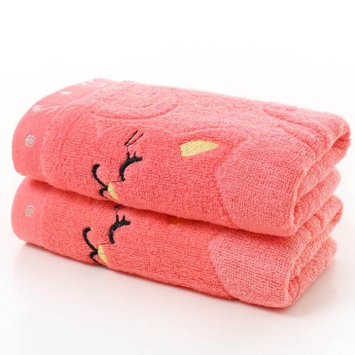 Household Face Towel Cartoon Cat Printed Soft Child Cotton Towels Bathroom 