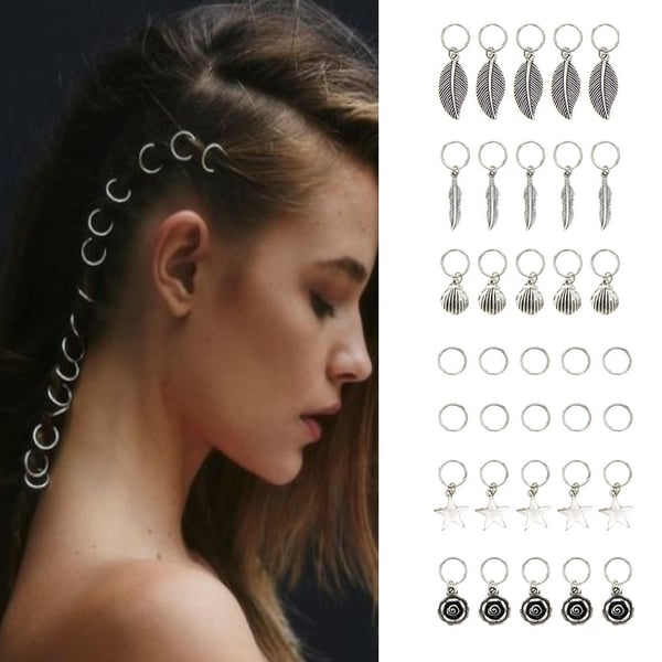 20 DIY Hip-Hop Braid Hair Clip Women Fashion Silver Ring Hair Pin Accessory  - buy 20 DIY Hip-Hop Braid Hair Clip Women Fashion Silver Ring Hair Pin  Accessory: prices, reviews | Zoodmall