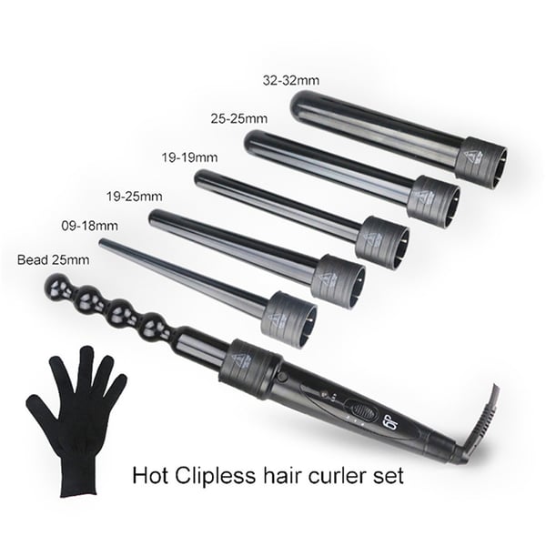 New 6 in 1 Curling Iron Wand Hair Curler Set Interchangeable Barrel  Tourmaline - buy New 6 in 1 Curling Iron Wand Hair Curler Set  Interchangeable Barrel Tourmaline: prices, reviews | Zoodmall