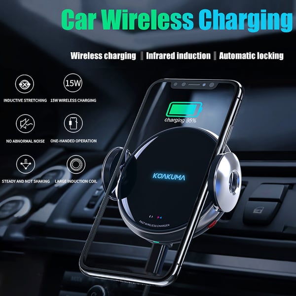 Wireless Automatic Clamping Smart Sensor Car Phone Holder Fast Charger  Mount 15W - buy Wireless Automatic Clamping Smart Sensor Car Phone Holder  Fast Charger Mount 15W: prices, reviews | Zoodmall