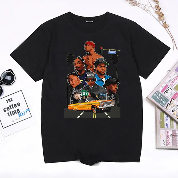 Vintage 90s West Coast Rap Tshirt Snoop Dogg Tupac Ice Cube Dr. Dre Eazy-E  Hip-hop Tee Men Cool Trend Streetwear Ropa Hombre - buy Vintage 90s West  Coast Rap Tshirt Snoop Dogg