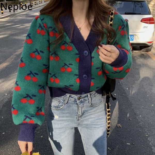 cropped cherry cardigan