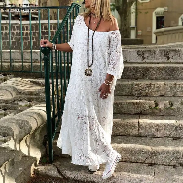 Summer Sundress 2021 ZANZEA Fashion Lace Maxi Dress Women's Sexy Off  Shoulder Vestidos Female Half Sleeve Beach Robe Oversized - sotib olish  Summer Sundress 2021 ZANZEA Fashion Lace Maxi Dress Women's Sexy