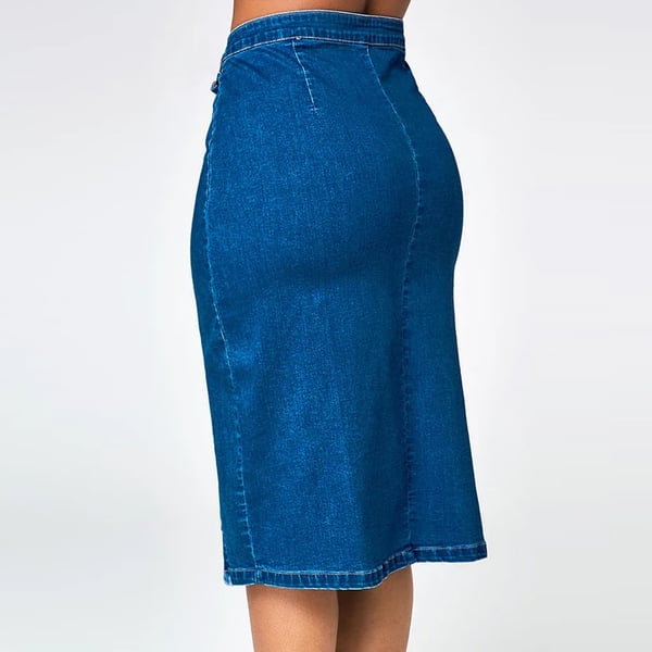 Casual Midi Denim Skirts Womens Elastic High Waist Knee Length High Split  Button Pencil Skirts Blue Jeans Skirt Jupe Femme Ropa - buy Casual Midi  Denim Skirts Womens Elastic High Waist Knee