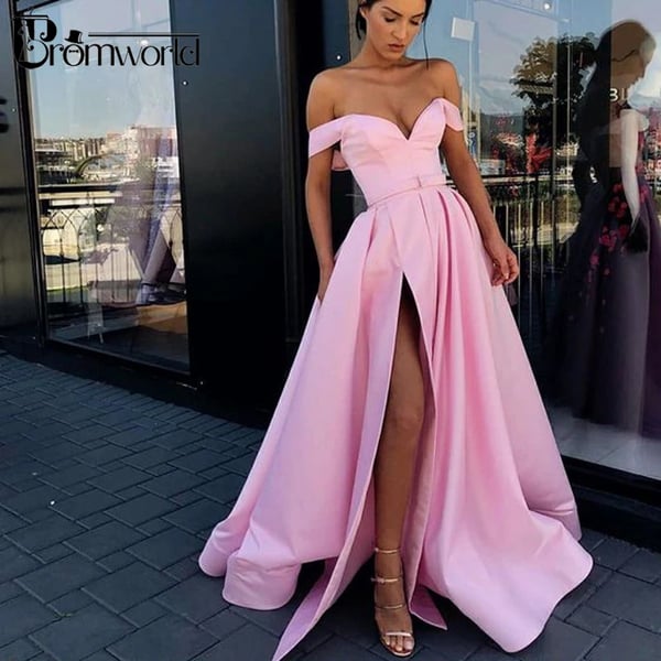 Red Prom Dresses 2020 Off the Shoulder High Slit Long Prom Gown with  Pockets vestidos de fiesta largos elegantes de gala - buy Red Prom Dresses  2020 Off the Shoulder High Slit