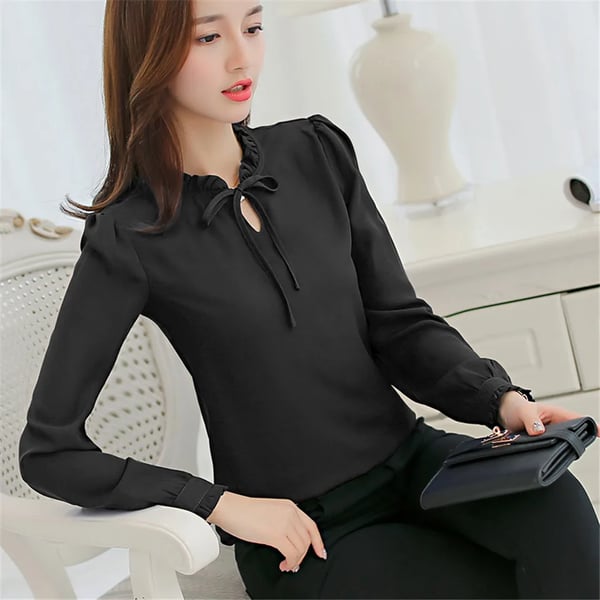 ladies ruffle neck blouses