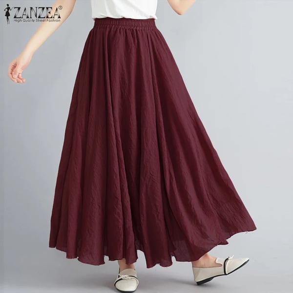 ZANZEA Women's Skirts Fashion Ropa De Mujer 2021Skirts For Woman Autumn A  Line Maxi Elastic Waist Solid Skirts Plus Size 5XL - buy ZANZEA Women's  Skirts Fashion Ropa De Mujer 2021Skirts For