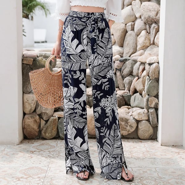 ZANZEA Women Summer Wide Leg Plus Size Casual Baggy Pants Floral