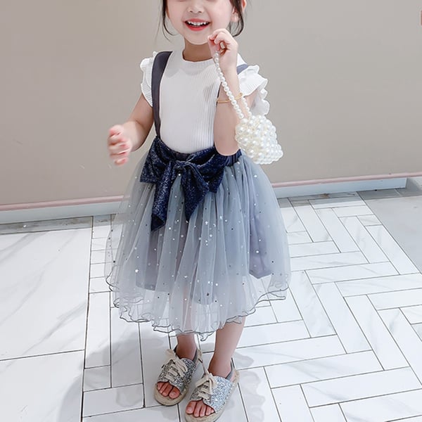 2Pcs/Set Girls Suspender Skirt Kids Solid Color Tops Bow Knot Net Yarn Fluffy  Skirt Set Daily Wear - buy 2Pcs/Set Girls Suspender Skirt Kids Solid Color  Tops Bow Knot Net Yarn Fluffy