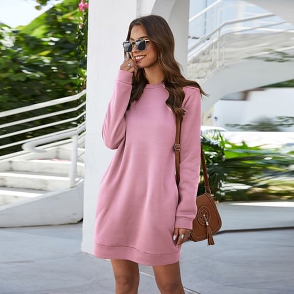 red casual dress long sleeve