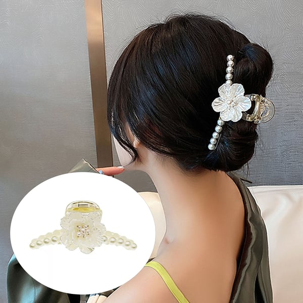 Newpee Women Hair Claw Flower Ponytail Holder Faux Pearl Strong Grip Large  Jaw Clip Hair Accessory for Daily Life - buy Newpee Women Hair Claw Flower Ponytail  Holder Faux Pearl Strong Grip