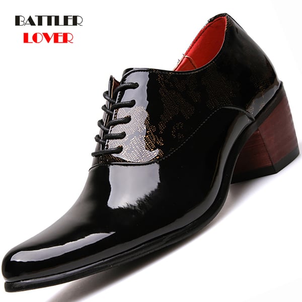 Business Men Dress Shoes Patent Leather Pointed Toe Wedding Formal Shoes Men  Wood Outsole Office Footwear Male High Heels Shoes - buy Business Men Dress  Shoes Patent Leather Pointed Toe Wedding Formal