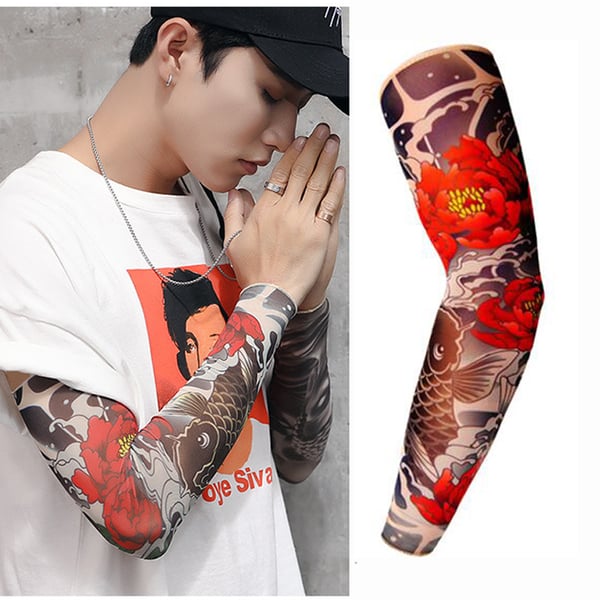 2 Pieces Packing 3D Print Fake Tattoo Sleeves Men Women Summer UV Sun  Protection Cool Cycling Sleeves Size S, L - buy 2 Pieces Packing 3D Print  Fake Tattoo Sleeves Men Women