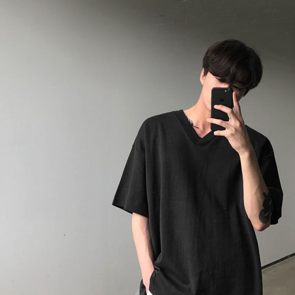 Summer Korean V-Neck T Shirt Men'S Fashion Solid Color Cotton Casual  T-Shirt Men Streetwear Loose Short-Sleeved Tshirt Mens Tops - Buy Summer  Korean V-Neck T Shirt Men'S Fashion Solid Color Cotton Casual