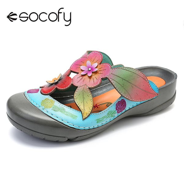 SOCOFY Genuine Leather Retro Splicing Flowers Pattern Stitching Adjustable  Hook Loop Sandals Casual Vintage Flat Shoes Women New - buy SOCOFY Genuine  Leather Retro Splicing Flowers Pattern Stitching Adjustable Hook Loop  Sandals