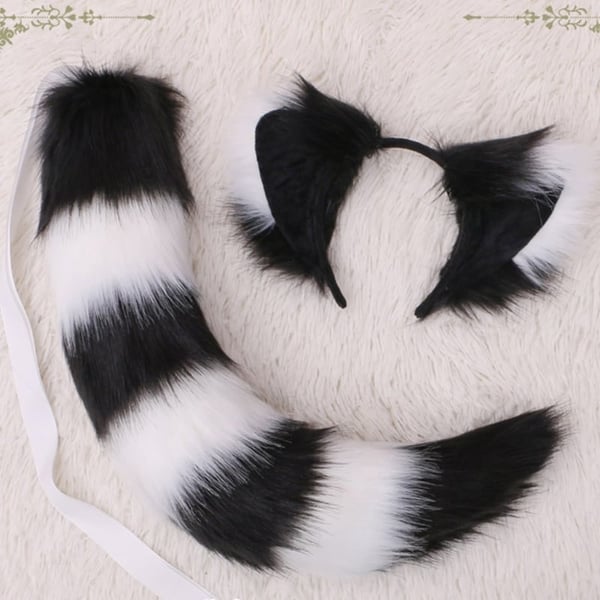 2Pcs Furry Cat Ears Headband Tail Set Stripe Fluffy Plush Animal Cosplay  Costume - buy 2Pcs Furry Cat Ears Headband Tail Set Stripe Fluffy Plush Animal  Cosplay Costume: prices, reviews | Zoodmall