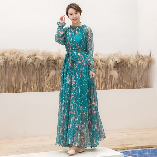 maxi dress long sleeve casual