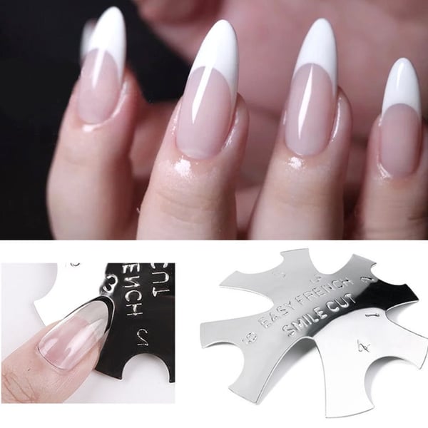 Nail Manicure Edge Trimmer Diy Plate Module,Easy French Smile Cut V Line  Almond Shape Tips Manicure Edge Trimmer Nail Cutter DIY Decor Nail Art Tool  - buy Nail Manicure Edge Trimmer Diy