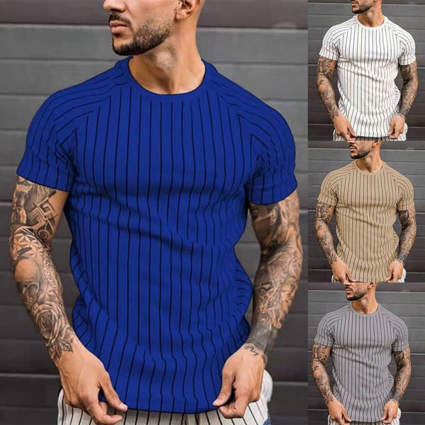 Slim-fitting Crew Neck Shirt for Club Stylish Men Pullover Stripe Printed  Casual - buy Slim-fitting Crew Neck Shirt for Club Stylish Men Pullover  Stripe Printed Casual: prices, reviews | Zoodmall