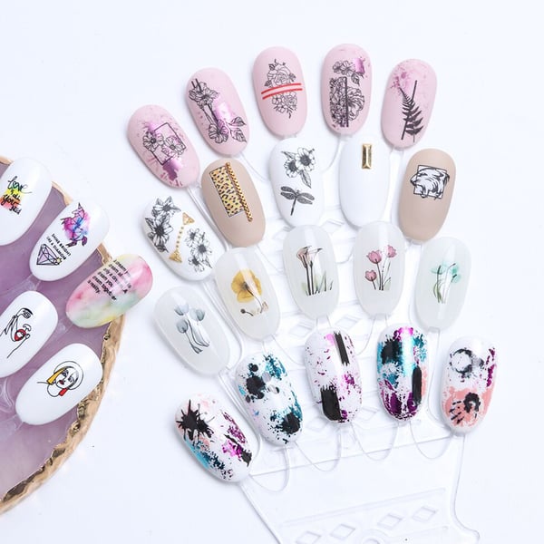 1 Set Nail Art Stickers Decal Mixed Water Transfer Nail Supplies Black  Flowers Leaf Designs Nail Foils Manicure Tips Nail Wraps - buy 1 Set Nail  Art Stickers Decal Mixed Water Transfer