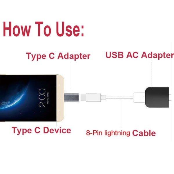 8Pin Lightning Female To Type C Male Converter Adapter For S8 Note8 Oneplus  3 5 - buy 8Pin Lightning Female To Type C Male Converter Adapter For S8  Note8 Oneplus 3 5: prices, reviews | Zoodmall