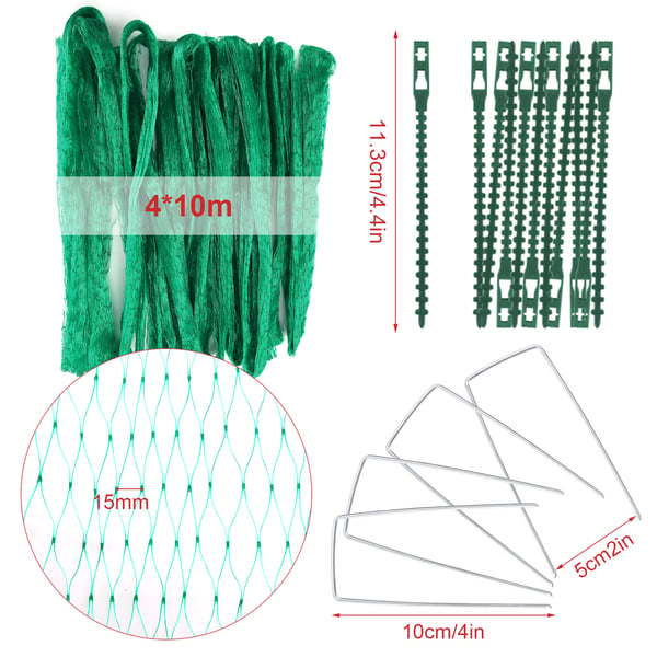 4mx10m Anti Bird Netting Cuttable Garden Fruit Vegetables Pea Protection  Mesh with Cable Ties and U-Shaped Ground Nails Pond Trees Plants Cover -  buy 4mx10m Anti Bird Netting Cuttable Garden Fruit Vegetables