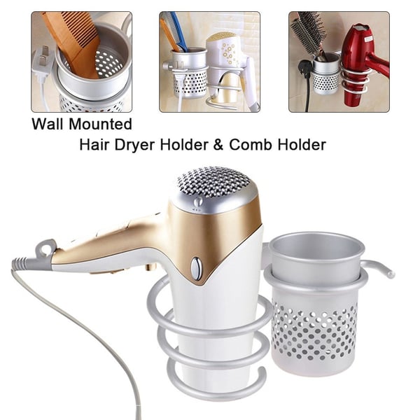 Hair Dryer Holder Wall Mounted Comb Holder Rack Stand for Hair Tools  Bathroom Storage Organizer Hanger - buy Hair Dryer Holder Wall Mounted Comb  Holder Rack Stand for Hair Tools Bathroom Storage