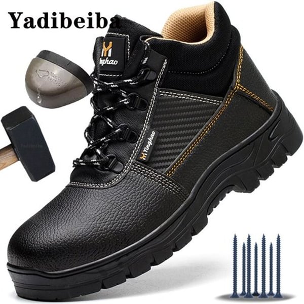 Construction Safety Shoes Men Leather Boots Work Shoes Anti-smash Anti ...