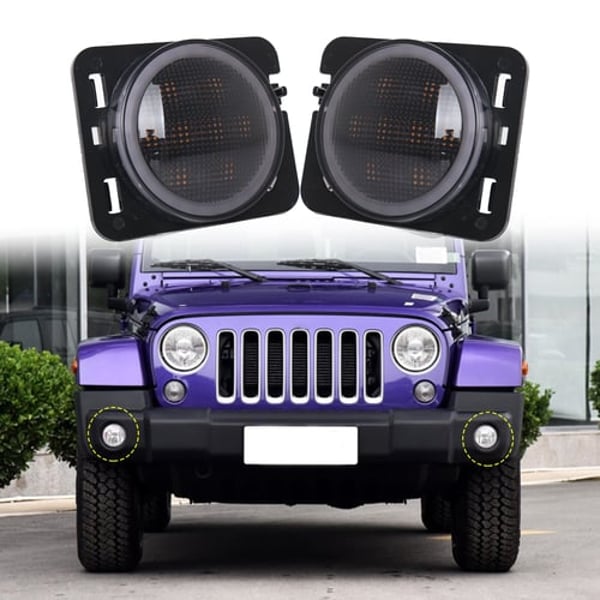 2Pcs LED Side Marker Lights Angels Eyes Yellow Light Fender Warning Lamps  with Halo for Jeep Wrangler 07-17 - buy 2Pcs LED Side Marker Lights Angels  Eyes Yellow Light Fender Warning Lamps