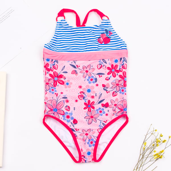 Girls Swimwear Bathing Suits Flower Print Kids Swimsuit One Piece Girl ...