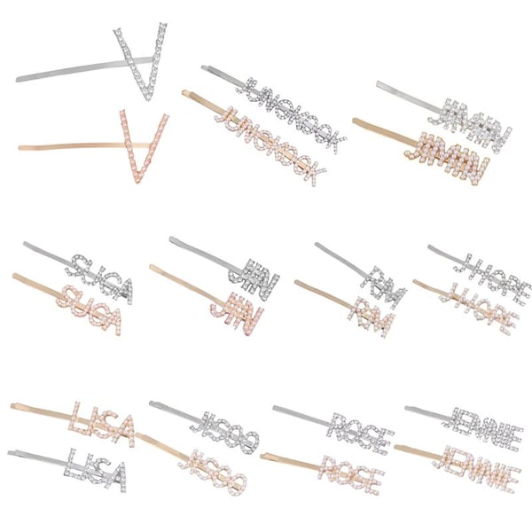 Women Girls Metal Letters Bobby Pins Kpop Members Name Imitation Pearl  Rhinestone Hair Clip Fans Supportive Decorative Barrettes - buy Women Girls  Metal Letters Bobby Pins Kpop Members Name Imitation Pearl Rhinestone