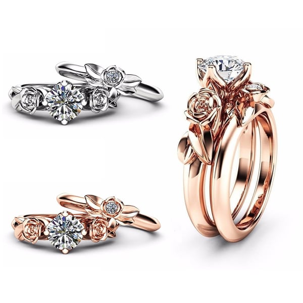 2Pcs Fashion Rose Flower Rings Set Rhinestone Women Party Engagement Jewelry  - buy 2Pcs Fashion Rose Flower Rings Set Rhinestone Women Party Engagement  Jewelry: prices, reviews | Zoodmall