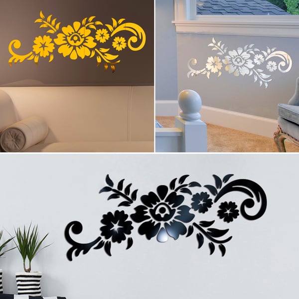 Acrylic 3D Mirror Flower Pattern Wall Sticker Wallpaper Home TV Background  Decal - buy Acrylic 3D Mirror Flower Pattern Wall Sticker Wallpaper Home TV  Background Decal: prices, reviews | Zoodmall