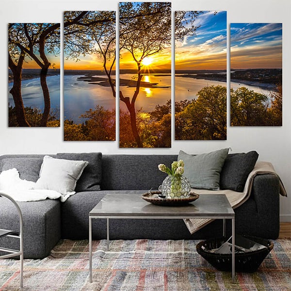 TJH] 5 Pcs DIY Sunset Scenery Combination Wall Stickers Home Decor Living  Room Poster Self-adhesive Painting - buy [TJH] 5 Pcs DIY Sunset Scenery  Combination Wall Stickers Home Decor Living Room Poster